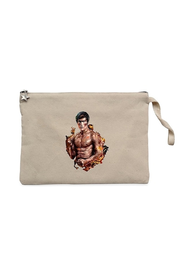 Bruce Lee Kick Dragon Krem Clutch Astarlı Cüzdan / El Çantası Krem