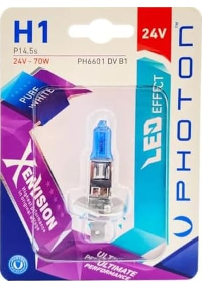 Ampul H1 24v Dv 70w Xen Vision Tekli Blister Beyaz Işık 6000k Pht Ph6601 Dv B1