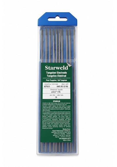 Starweld Saf Tungsten Elektrod 2.0x175 Mm Aws A5.12-80 10'lu Paket 82t023 Tıg Kaynak Elektrodu
