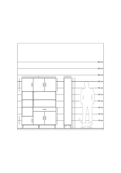 Arges Dolap 10 Raflı Tek Çekmeceli 6 Kapaklı 132x30x195 Antra... Antrasit