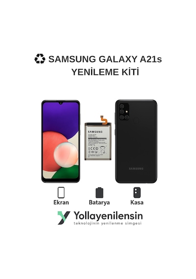Samsung Uyumlu Galaxy A21s  Kiti Ekran + Batarya + Arka Kasa e Eş Değer Kalite Parçalar