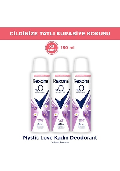 Kadın Sprey Deodorant Mystic Love %0 Alüminyum 150 Ml X3 Çiçeksi - Ferah