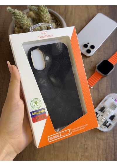 Apple iPhone 16 Uyumlu Kadife Yüzeyli Magsafe Uyumlu Premium Kılıf Soocase691 Siyah