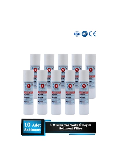Sumarkt Açık Kasa Su Arıtma Cihazı 10 Inç 1 Mikron Sediment Spun Filtre 10 Adet