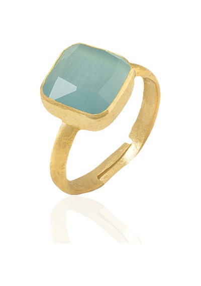 Kadir Jewellery 22 Ayar Altın Kaplama Zirkon Taşlı Kadın Minimal Yüzük Açık Mavi 24462168