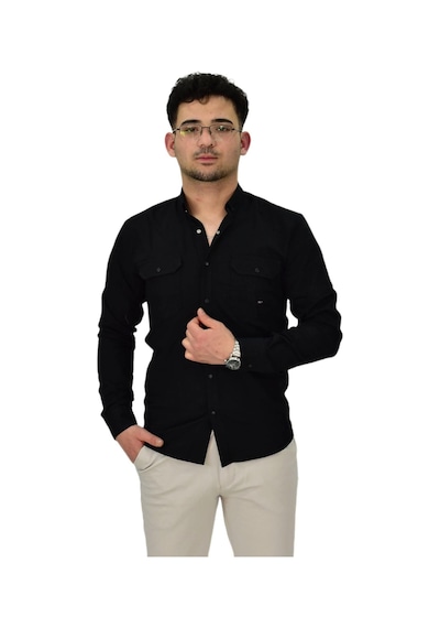 Erkek Spor Likralı Gömlek Bgl-st04343 Siyah