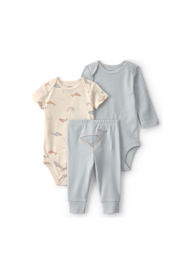 Carter's Erkek Bebek Layette 3'lü Body Pantolon Takım Mavi 1v2526