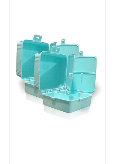 2 Adet Büyük 15x15 Cm Çok Gözlü Okul Çocuk Beslenme Kutusu