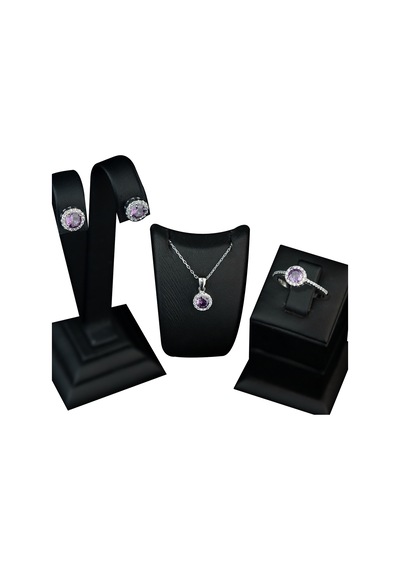 925 Ayar Gümüş Mor Tek Taşlı Set