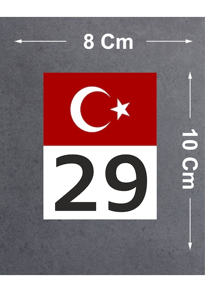 Kişiye Özel Plaka Ve Ay Yıldız Sticker - Türk Bayrağı İl Plaka Sticker - Araba Oto Motosiklet Karavan Araç Cam Sticker - 00192 10X8 Cm