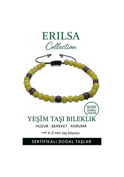 Sertifikalı Terahertz - Olivin Yeşim Taşı Bileklik - İnce Model Ş Çok Renkli