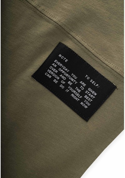 Cigit Etiket Detaylı T-shırt 8-12 Yaş Olive Yeşil