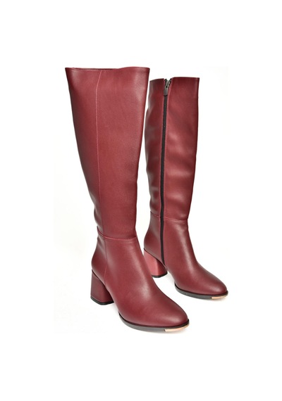 Fox Shoes J848300109 Bordo Kalın Topuklu Kadın Çizme Bordo-suni Deri Bordo