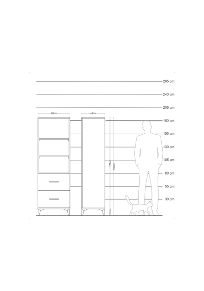 Hyperion Dolap 3 Raflı 2 Çekmeceli 88x44x182 Çam-çam Çam