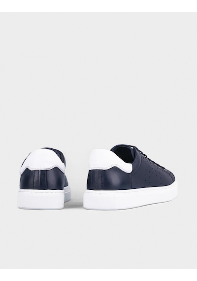 Cabani Sneaker Hakiki Deri Lacivert Bağcıklı Erkek Spor Ayakkabı - 41