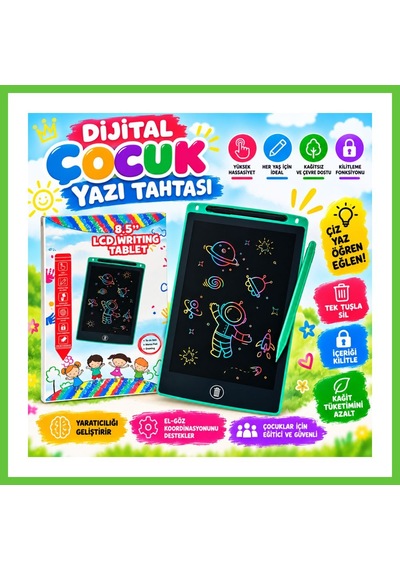 Bezos Tg-4022-833 Dijital Çocuk Yazı Tahtası Dmc Çok Renkli