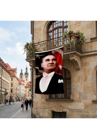 Ay Yıldızlı Bayrak Atatürk Portresi Poster Bayrak Premium Raşel Kumaş Ata15 Diğer