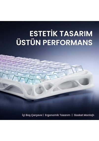 Gravastar K1 Lite Mekanik Gaming Klavye, M2 Kablosuz Optik Mouse Ve Mousepad Oyuncu Seti, Crystal Au