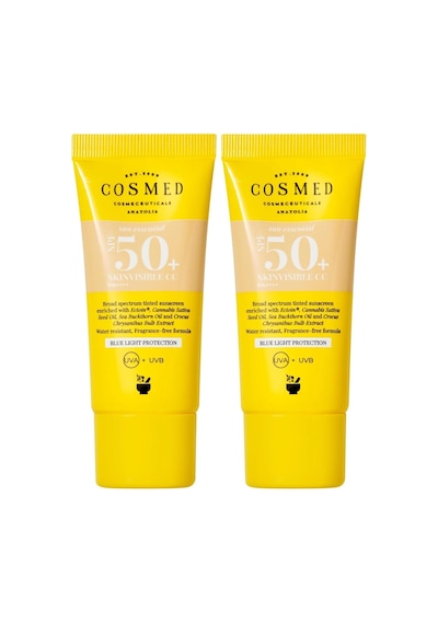 Tüm Cilt Tipleri İçin Renkli Suya Dayanıklı Spf50+ Güneş Kremi - Skinvisible Cc Spf50+ - 30 Ml 2 Paketi
