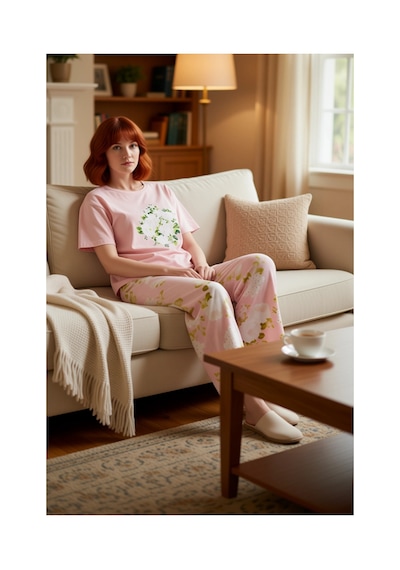 Ersefa Kadın Çiçek Desenli Pamuklu Pijama Takımı Fonksiyonel Dayanıklı K Pembe