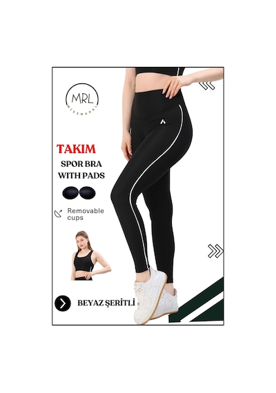 Missmaral Kadın Spor Takım Yüksek Bel Tayt Pedli Büstiyer Sport Team High Waist Padded Bustier Black 3054 Siyah Beyaz Missmaral Kadın Spor Takım Yüksek Bel Tayt Pedli Büstiyer Sport Team High Waist Padded Bustier Black 3054 Siyah Beyaz