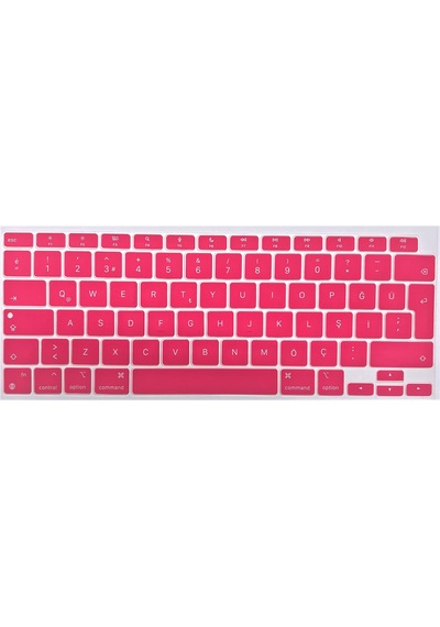 Arabulalaca Apple Uyumlu MacBook Air 13 İnç 2020 A2337 M1 Işlemcili Türkçe Q Silikon Klavye Koruyucu Kırmızı