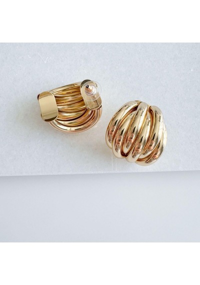 Çelik 6 Halkalı Küpe Gold