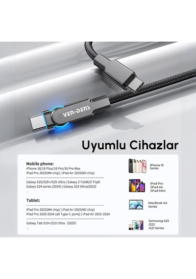 Ven-dens Vd-dc03cc Premium 60w Usb-c Hızlı Şarj Kablosu