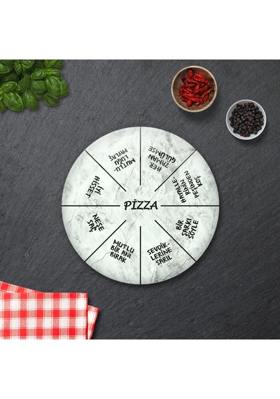 Decorita Mottolu Pizza Servis Tabağı|Taş Görünüm|Çap 32 CM