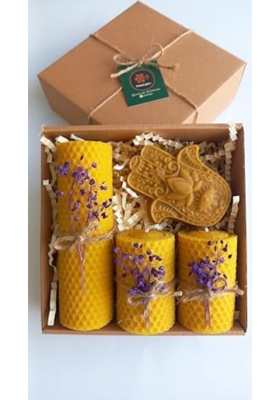 Petek Mum Hediyelik Dekoratif Set Hamse Bereket Eli Beeswax Canle Set Diğer