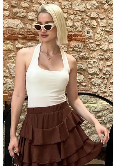 Madmext Beyaz Halter Yaka Boyun Askılı Crop Body Mg2146-beyaz Beyaz
