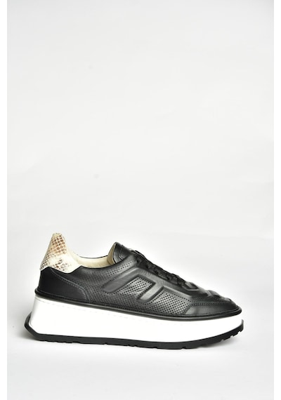Fox Shoes U555605603 Siyah Hakiki Deri Kalın Tabanlı Spor Ayakkabı Sneakers Siyah