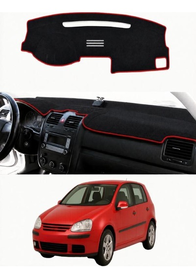 Volkswagen - Golf 5 2003-2009 Uyumlu Torpido Koruma Kılıfı - Kırmızı Şeritli