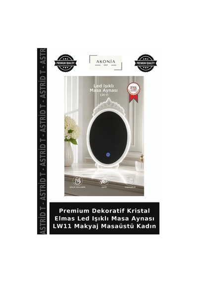Premium Dekoratif Kristal Elmas Led Işıklı Masa Aynası Lw11 Makyaj Masaüstü Kadın Çok Renkli