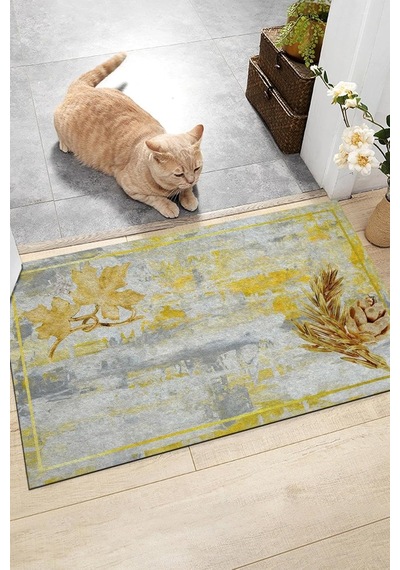 Tr Altın Yaprak Kapı Önü Paspası Dekoratif Kapı Paspası Dış Mekan Paspas Ev Içi Paspası 45x70cm Genel