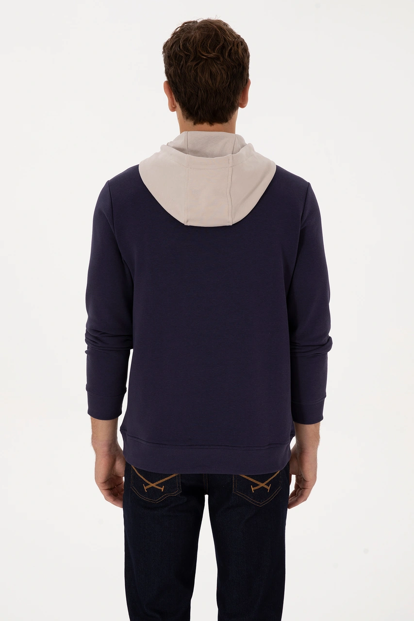 U.S. Polo Assn. Erkek Regular Fit Kapüşonlu Mürdüm Sweatshirt 50316365-VR074
