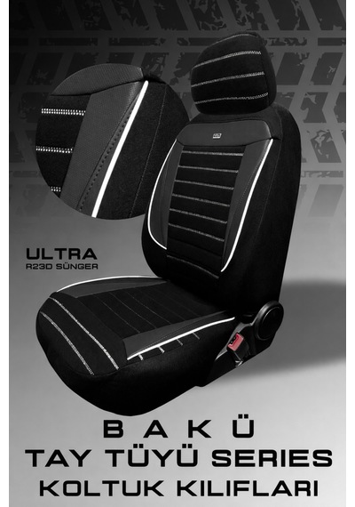 Mitsubishi Space Star Hatcback Diğer 2013-2018 Uy Tegin Pulse Serisi Raşel Siyah Beyaz Koltuk Kılıfı