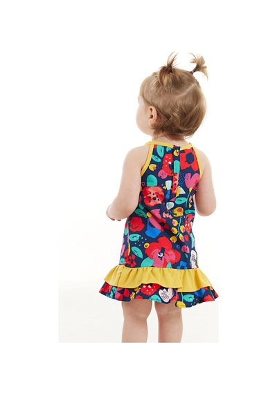 Denokids Çiçekli Kız Bebek Poplin Elbise