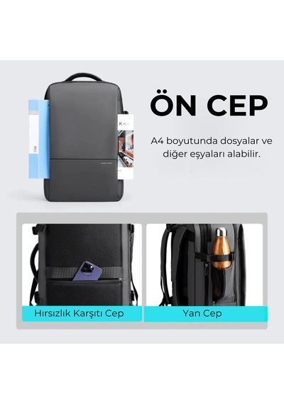 Mark Ryden Super Genişletilebilir Çoklu Bölmeli Laptop Giysi Sırt Çantası G1 Mr9822 Kr00ⅱ Siyah Siyah
