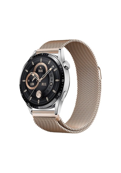 Huawei Gt2 42mm Zore Band-12 20mm Metal Hasır Kordon-rose Gold