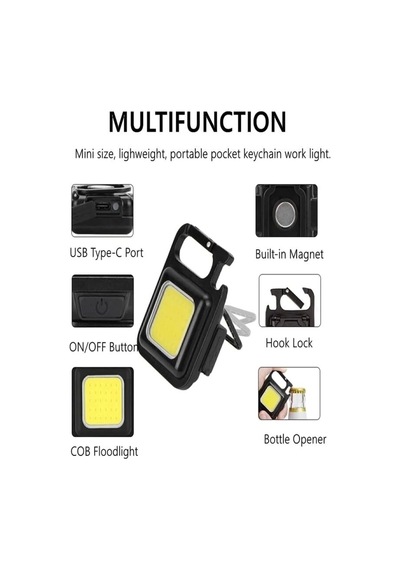 Nanopro Metal Kasa Led, Anahtarlık El Feneri, Mıknatıslı, Kamp Aydınlatma 800mah Siyah