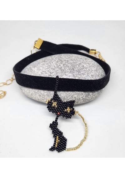 Miyuki Siyah Kedi Choker Kolye 01 - Siyah