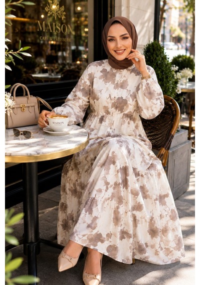 Hb Harma Time Butik Kadın Düğmeli Desenli Modal Kumaş Kahverengi Elbise Kahverengi Kahverengi Hb Harma Time Butik Kadın Düğmeli Desenli Modal Kumaş Kahverengi Elbise Kahverengi Kahverengi