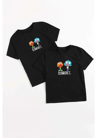 Sevgili Tshirt Çift Kombini Gumball Siyah