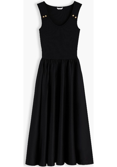 Tommy Hilfiger 5x2 Rıb Mıx Medıa Dress Kadın Siyah Elbise - Ww0ww49939