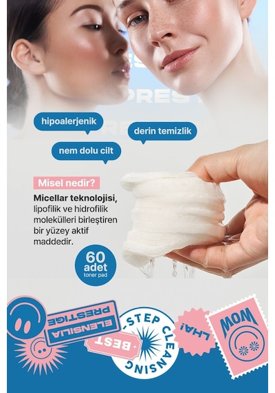 Elensılıa Misel Temizleme Pedi Elensilia Water to Foam Cleansing Pad 60 Adet