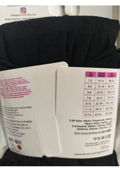 Day Mod Daymod Mycro 50 Den Mikrofiber Çocuk Külotlu Çorap Siyah