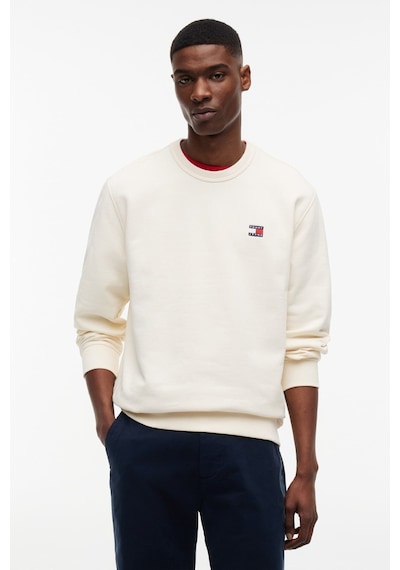 Tommy Jeans Tjm Regular Badge Crew Ext Erkek Sweatshirt-16263 Bej