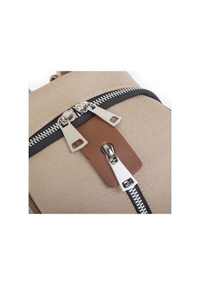 Nas Bag Büyük Boy Geniş İç Hacim Kadın Sırt Çantası Kum Taba Gofraj Çok Renkli