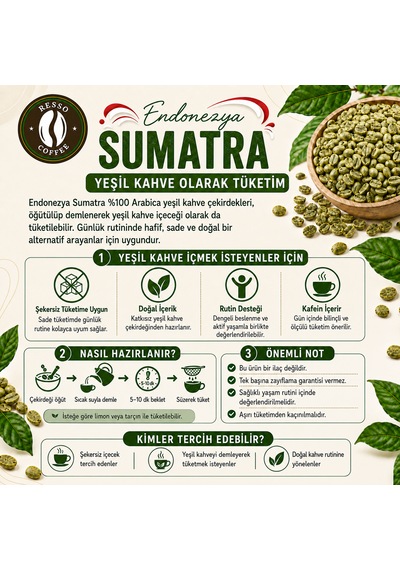 Avantaj Endonezya %100 Arabica Yeşil & Çiğ Kahve Çekirdeği 1 Kilo Çekirdek Kahve